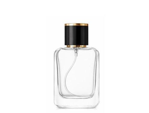 30ml ingot clear perfume bottle with black gold cap