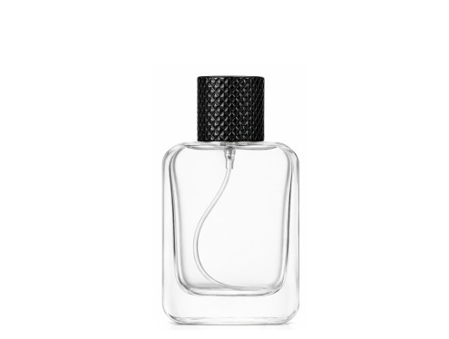30ml ingot clear perfume bottle with black textured cap