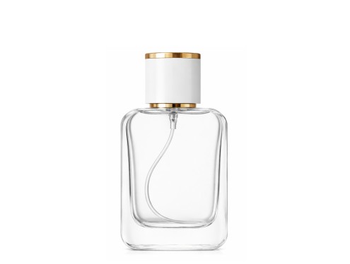 30ml ingot clear perfume bottle with white gold cap