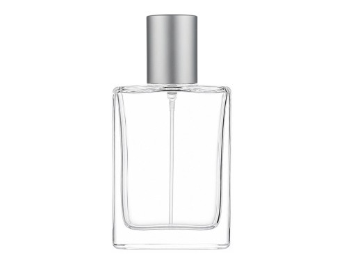 50ml alabaster clear perfume bottle matte silver cap
