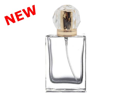 50ml alabaster clear perfume bottle with gold crown cap