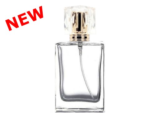 50ml alabaster clear perfume bottle with gold diamond cap