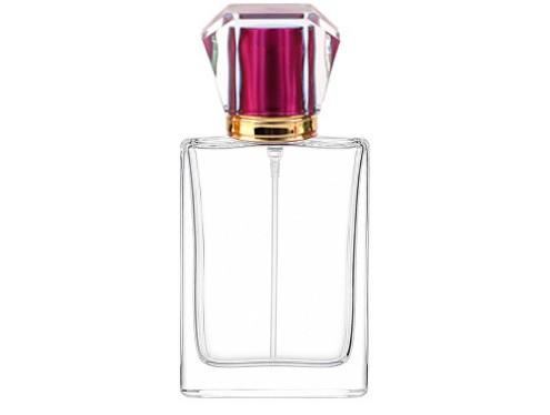 50ml alabaster clear perfume bottle with pink gold acrylic cap