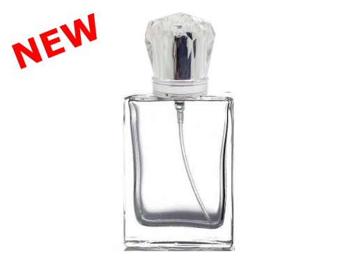 50ml alabaster clear perfume bottle with silver crown cap