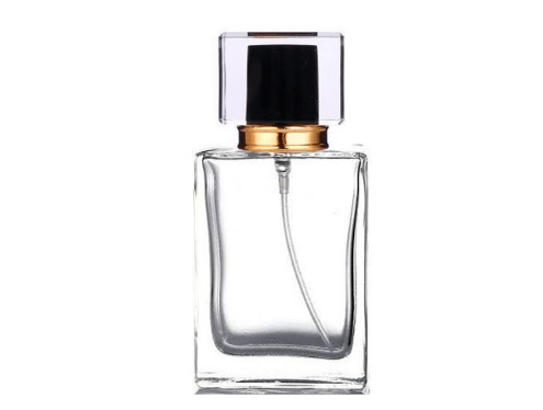 50ml alabaster clear perfume bottle with square black acrylic cap