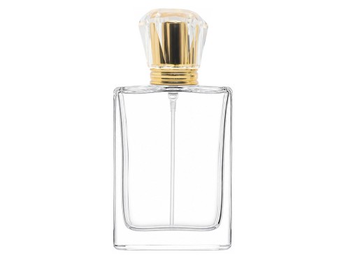 50ml alabaster clear perfume bottle with tall gold crown cap