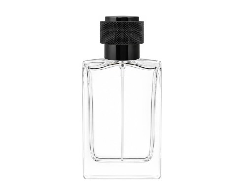 50ml alabaster slim clear perfume bottle with black round cap