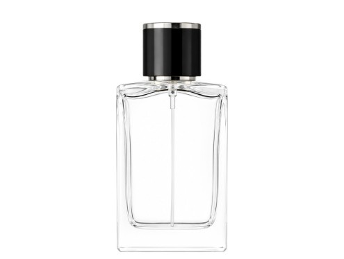 50ml alabaster slim clear perfume bottle with round black silver cap