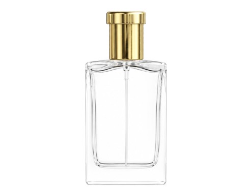 50ml alabaster slim clear perfume bottle with ridged gold cap