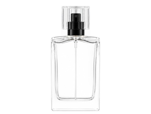 50ml alabaster slim perfume bottle with square black clear cap