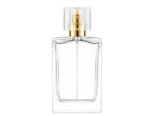50ml alabaster slim perfume bottle with square gold clear cap