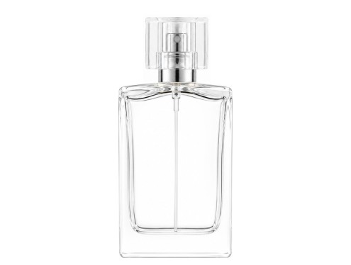 50ml alabaster slim perfume bottle with square silver clear cap