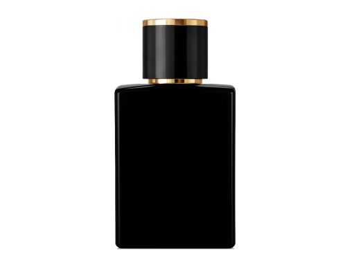50ml ebony black perfume bottle with round black gold cap