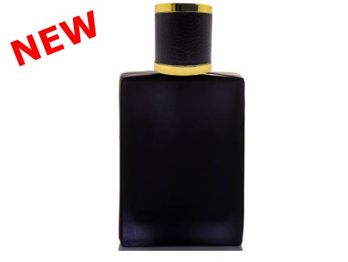 50ml ebony black perfume bottle with round black gold leather cap