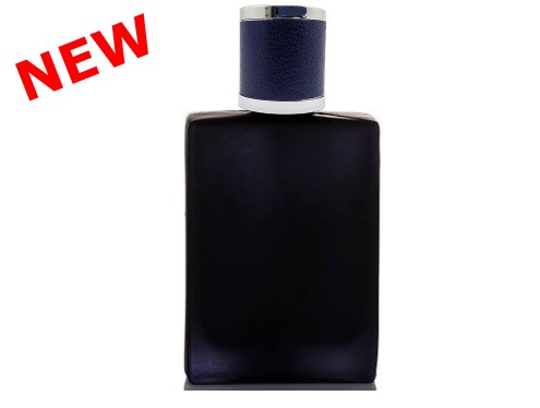 50ml ebony black perfume bottle with round blue silver leather cap