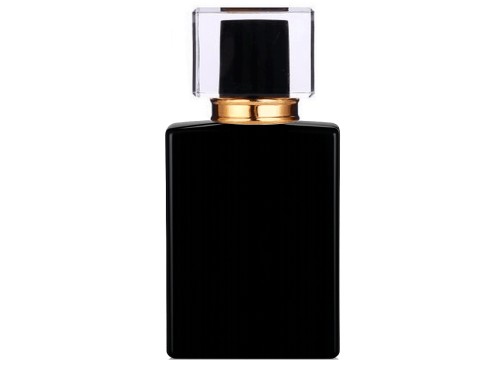 50ml ebony black perfume bottle with square black gold acrylic cap