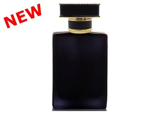 50ml ebony black perfume bottle with square black gold leather cap