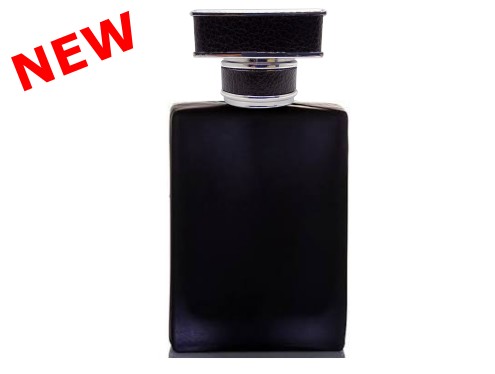 50ml ebony black perfume bottle with square black silver leather cap