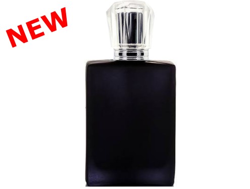 50ml ebony black perfume bottle with tall silver crown cap