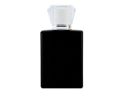 50ml ebony black perfume bottle with white silver acrylic cap