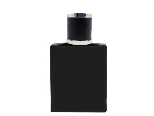 50ml ebony black perfume bottle with round black silver leather cap