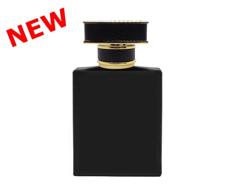 50ml ebony slim black perfume bottle with square black gold leather cap