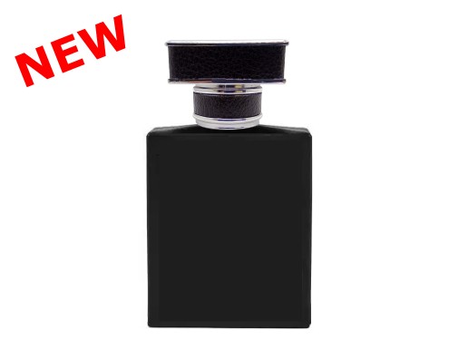 50ml ebony slim black perfume bottle with square black silver leather cap