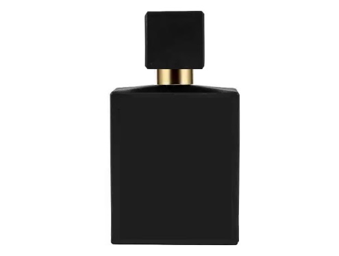 50ml ebony black perfume bottle with square gold black cap