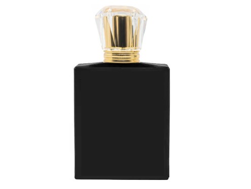 50ml ebony slim black perfume bottle with tall gold diamond cap
