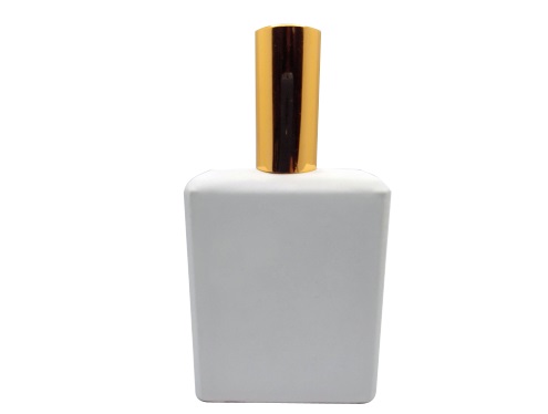 50ml ivory white perfume bottle with tall gold cap