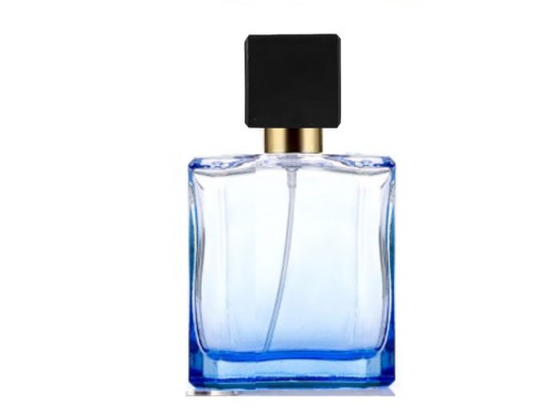 50ml liberty blue perfume bottle with black gold square cap