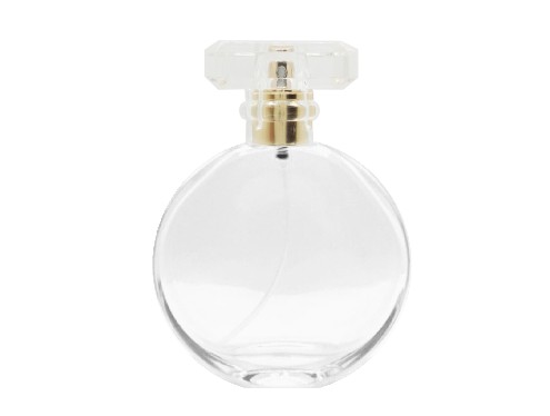 50ml parthenon circular perfume bottle gold pump clear cap