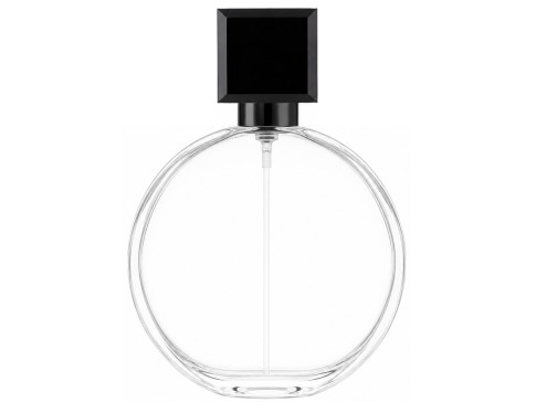 50ml parthenon circular perfume bottle with black black square cap