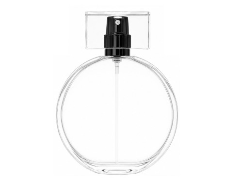 50ml parthenon circular perfume bottle with clear black cap