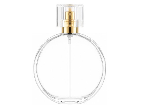 50ml parthenon circular perfume bottle with clear gold square cap