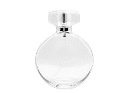 50ml parthenon circular perfume bottle with black silver square cap