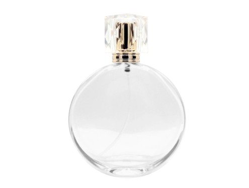 50ml parthenon circular perfume bottle with black silver square cap