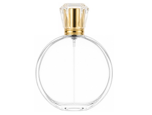 50ml parthenon circular perfume bottle with gold tall crown cap