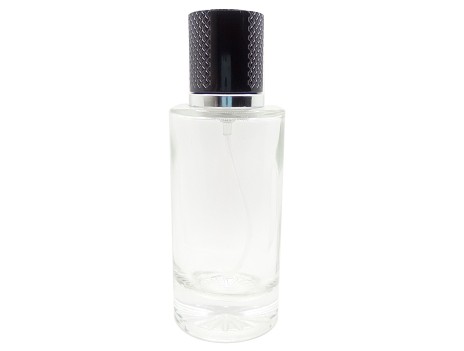 50ml pisa clear perfume bottle with black textured cap