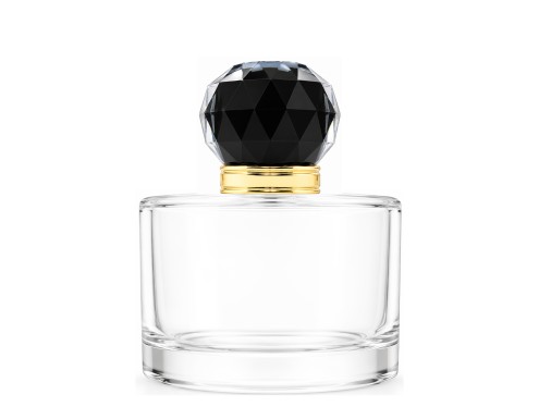 50ml rotunda clear perfume bottle with black gold diamond cap