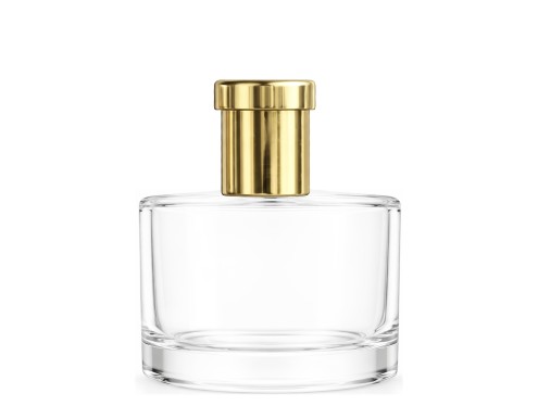 50ml rotunda clear perfume bottle with tall gold ridged cap