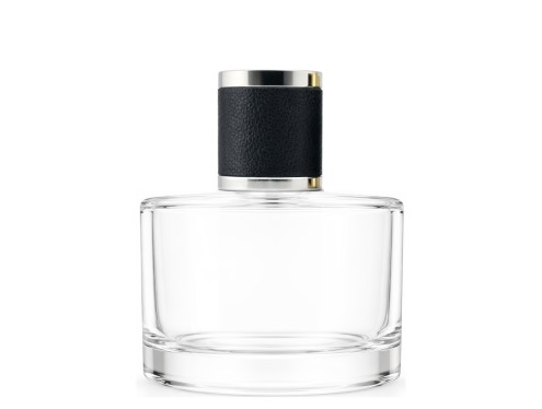 50ml rotunda clear perfume bottle with black silver leather cap
