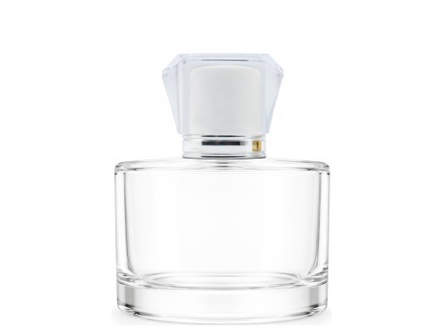 50ml rotunda clear perfume bottle with white silver acrylic cap