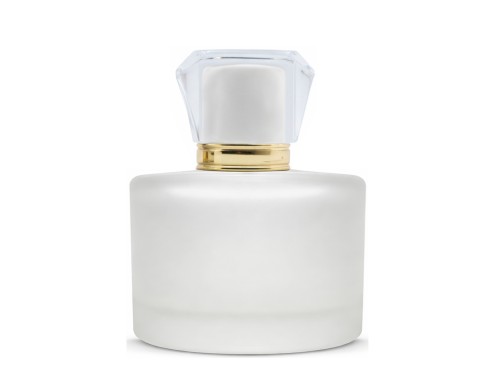 50ml rotunda frosted perfume bottle with white gold acrylic cap