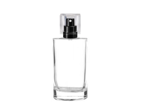 50ml tower slim clear perfume bottle black pump clear cap