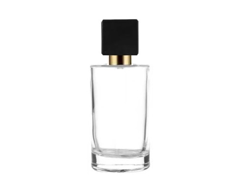 50ml tower slim clear perfume bottle black square gold cap