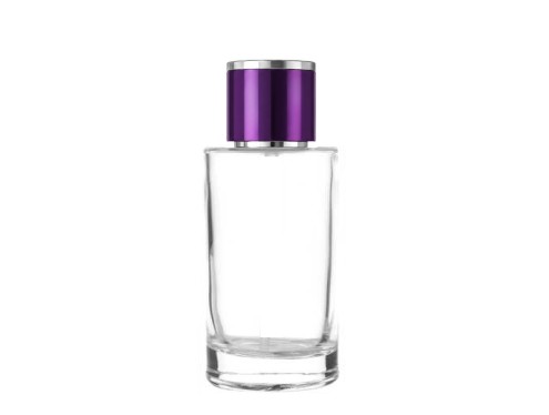 50ml tower slim clear perfume bottle with purple silver clear cap