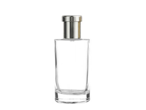 50ml tower slim clear perfume bottle tall ridged silver cap