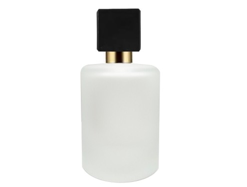 50ml tower squat frosted perfume bottle with black gold square cap