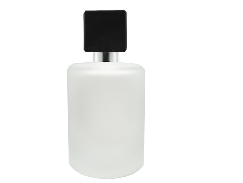 50ml tower squat frosted perfume bottle with black silver square cap